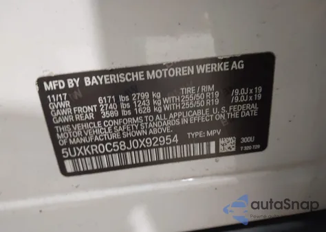 2018 BMW X5 xDrive35I z USA, uszkodzony, nr VIN 5UXKR0C58J0X92954